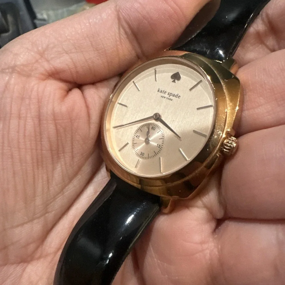 Works Kate Spade Live Colorfully Gold Tone Ladies Watch New Battery 38mm Fit 7.5